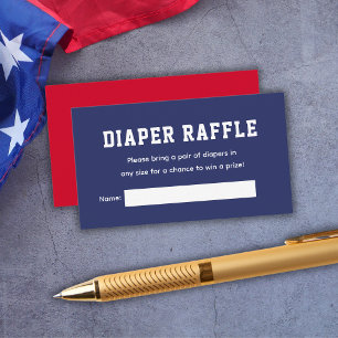 Tarjeta De Recepción Patriotic Diaper Raffle 4 De Julio Baby Shower