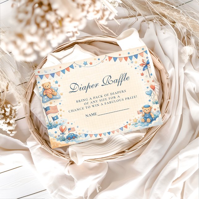 Tarjeta De Recepción Patriotic Stars & Stripes Diapper Raffle (Subido por el creador)