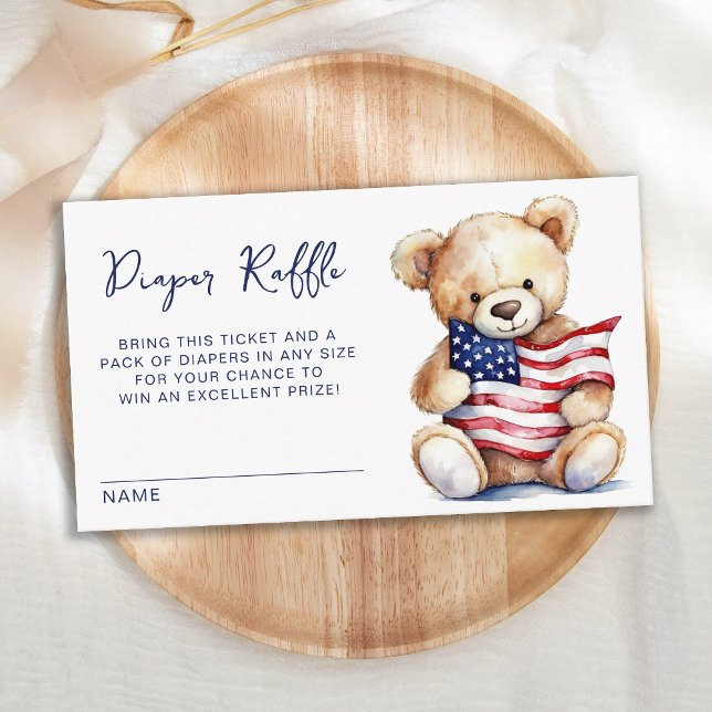 Tarjeta De Recepción Patriotic Teddy Bear Diaper Raffle Baby Shower (Subido por el creador)