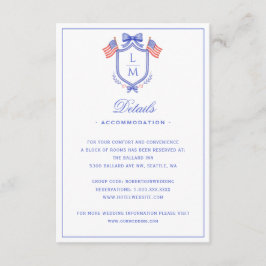Tarjeta De Recepción Patriotic US Flag Crest | Monogram Wedding Details