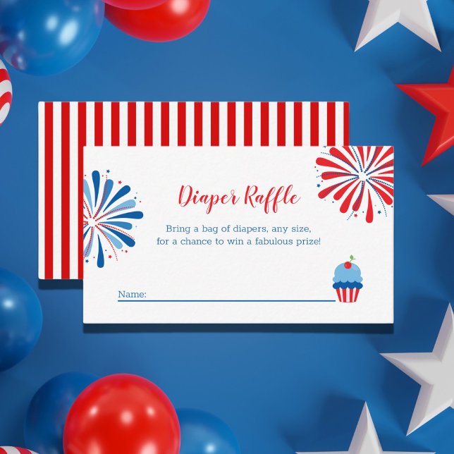 Tarjeta De Recepción Patriótico 4 de Julio Baby Shower Diaper Raffle (Subido por el creador)