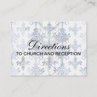 Tarjeta De Recepción patrón adamascado blanco y azul real