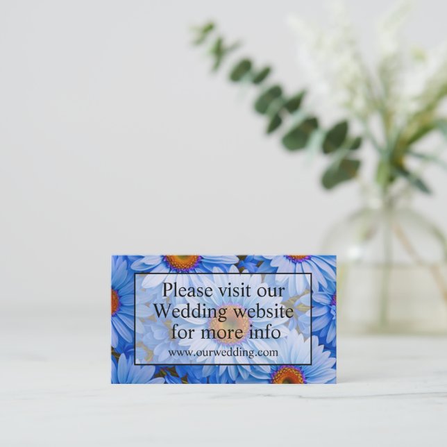 Tarjeta De Recepción Patrón azul floral azul girasol azul marea (Anverso de pie)