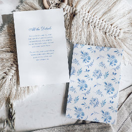 Tarjeta De Recepción Patrón Chinoiserie azul turbio | Detalles del boda