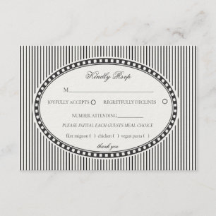 Tarjeta De Recepción Patrón de Arlequín de Rayas Negras para RSVP de Bo
