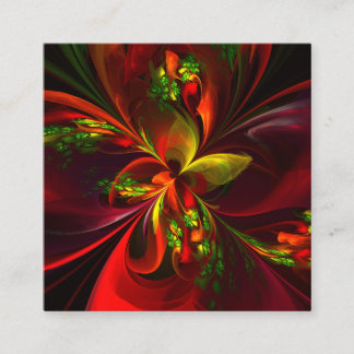 Tarjeta De Recepción Patrón de arte abstracto floral rojo verde moderno