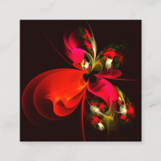 Tarjeta De Recepción Patrón de arte abstracto rojo verde floral moderno