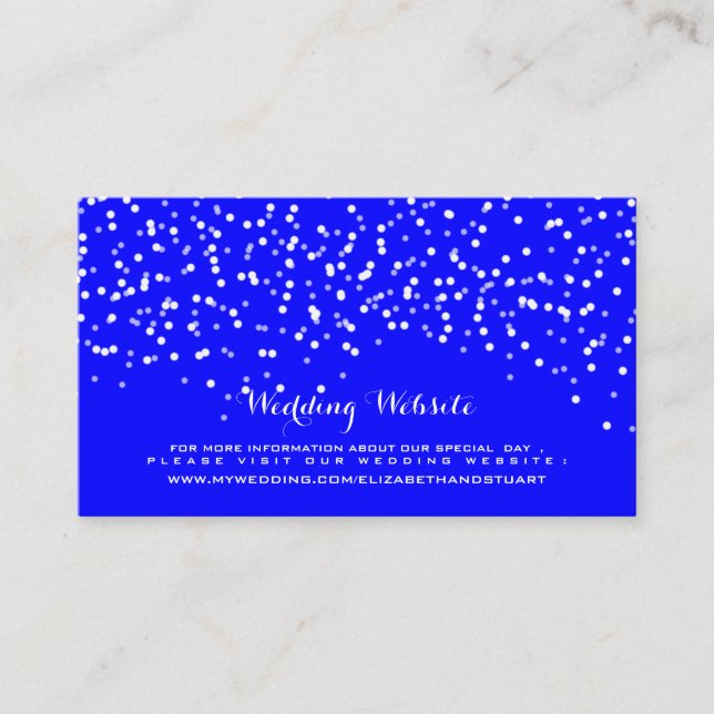 Tarjeta De Recepción Patrón de confetti Boda azul y blanco (Anverso)