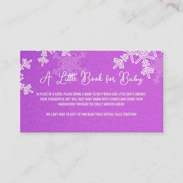 Tarjeta De Recepción Patrón de copo de nieve púrpura de Diaper Raffle M (Anverso)