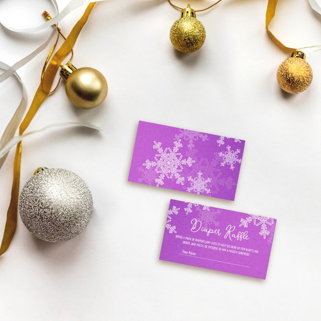 Tarjeta De Recepción Patrón de copo de nieve púrpura de Diaper Raffle M (Subido por el creador)