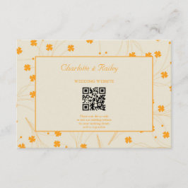 Tarjeta De Recepción Patrón de flor del naranja Beige Retro Y2K 70