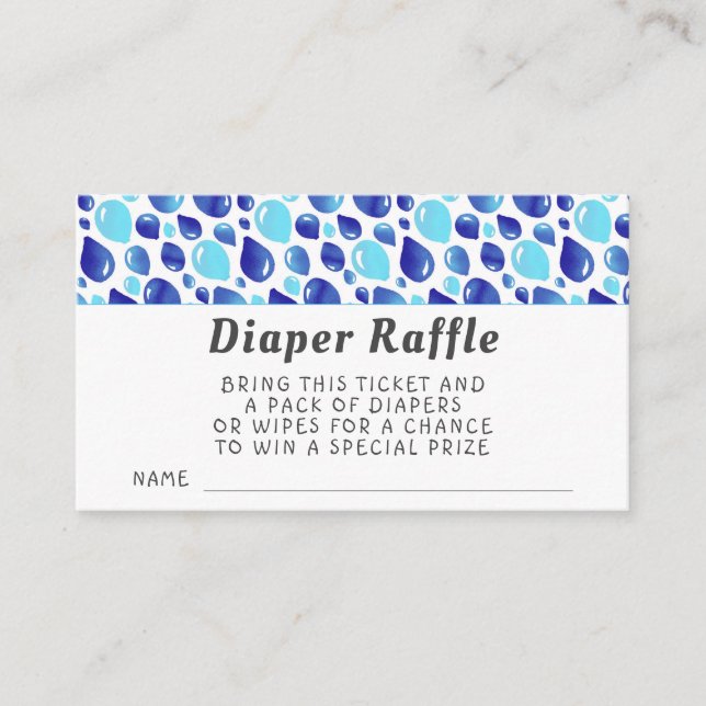 Tarjeta De Recepción Patrón de globo azul Baby Shower Diaper Raffle (Anverso)