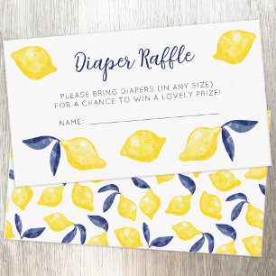 Tarjeta De Recepción Patrón de limón acuarela Citrus Diaper Raffle