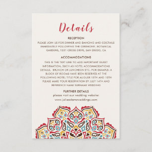 Tarjeta De Recepción Patrón de mandala geométrico clásico para boda
