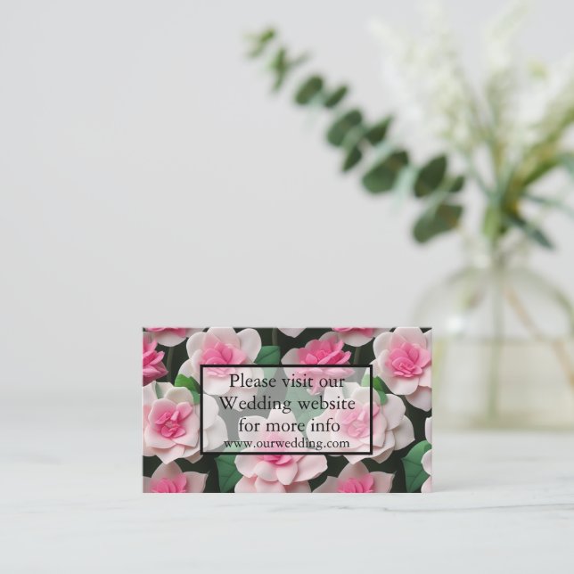 Tarjeta De Recepción patrón de vegetación de boho floral rosa bonito (Anverso de pie)