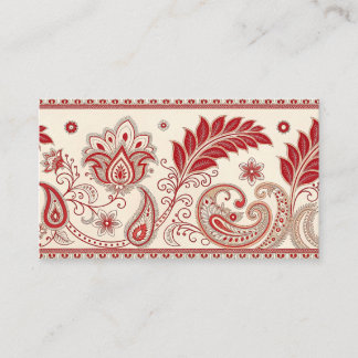 Tarjeta De Recepción Patrón floral elegante de la Paisley Roja - I trad