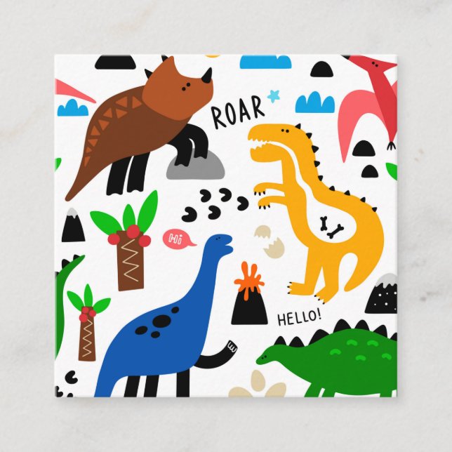 Tarjeta De Recepción Patrón ininterrumpido de dinosaurios (Anverso)