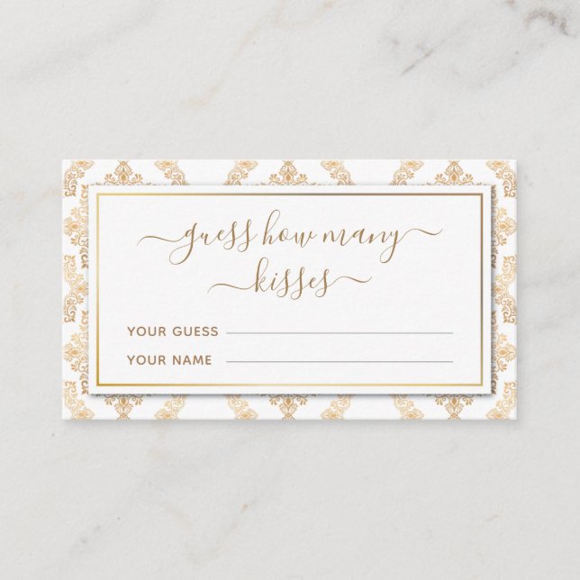 Tarjeta De Recepción Patrón Ornate de Oro adivina cuántos Besos de jueg (Anverso)