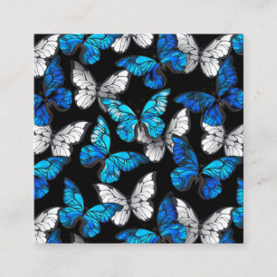 Tarjeta De Recepción Patrón oscuro sin foco con mariposas azules morfo