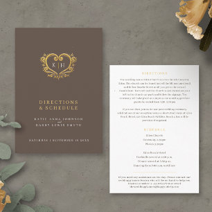 Tarjeta De Recepción Pauta de direcciones de boda en monograma cardíaco