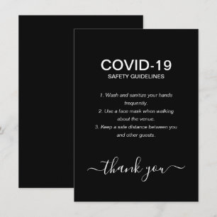 Tarjeta De Recepción Pautas de seguridad sencillas de Covid en blanco y