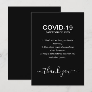 Tarjeta De Recepción Pautas de seguridad sencillas de Covid en blanco y