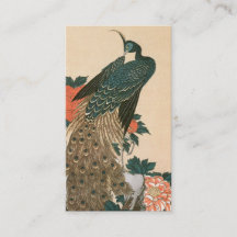 Pavo real y peonías de Hiroshige Boda