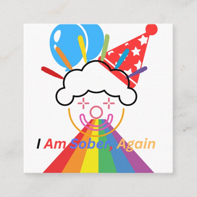 Tarjeta De Recepción Payaso: estoy sobrio otra vez (Anverso)