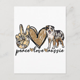 Tarjeta De Recepción Paz, Amor, Aussie, Perro Pastor Australiano, Masco