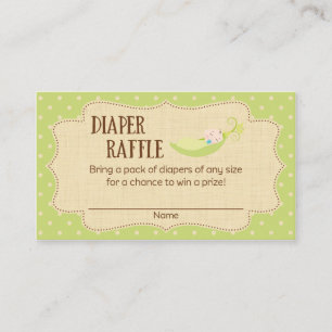 Tarjeta De Recepción Pea En Un Pod Baby Shower Diaper Raffle Tickets