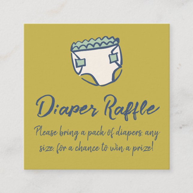 Tarjeta De Recepción Pea Green Doodle Baby Shower Diaper Diaper Raffle (Anverso)