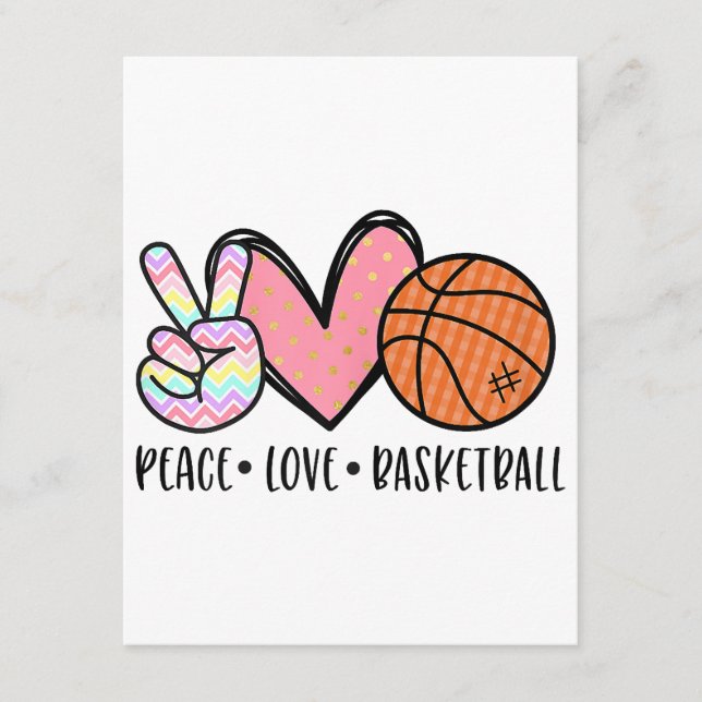 Tarjeta De Recepción Peace Love Basketball Heart for Women Adolescentes (Anverso)