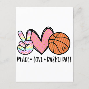 Tarjeta De Recepción Peace Love Basketball Heart for Women Adolescentes