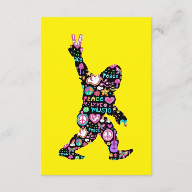 Tarjeta De Recepción Peace Love Bigfoot Hippie Funny Bigfoot Lover (Anverso)