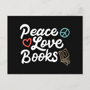 Tarjeta De Recepción Peace Love Books Geeky & Cute Leading