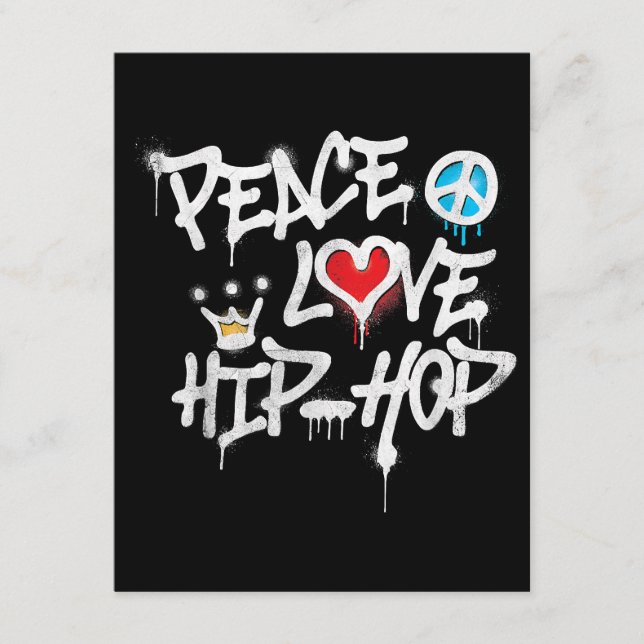Tarjeta De Recepción Peace Love Hip Hop Dance (Anverso)