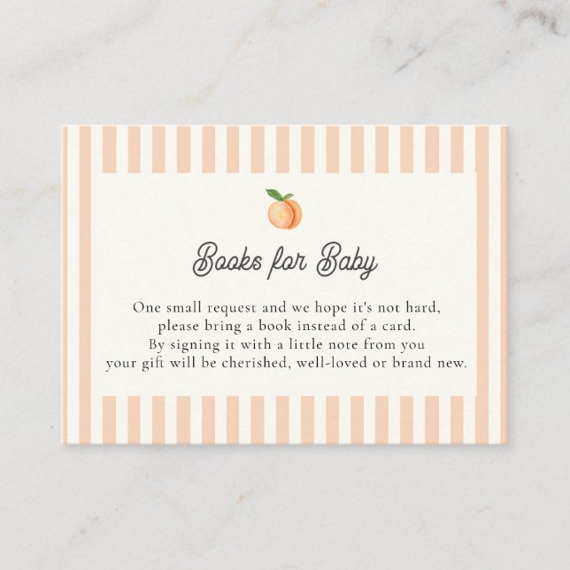 Tarjeta De Recepción Peach Baby Shower Books for Baby Enclosure Card (Anverso)