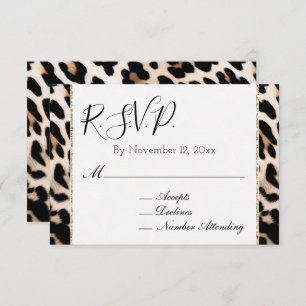 Tarjeta De Recepción Peach Black Cream Leopardo RSVP