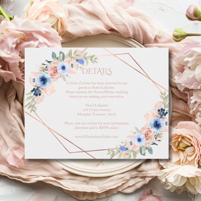 Tarjeta De Recepción Peach Blue Wedding Collection (Peach Blue Light-Gray Wedding Collection Enclosure Card)