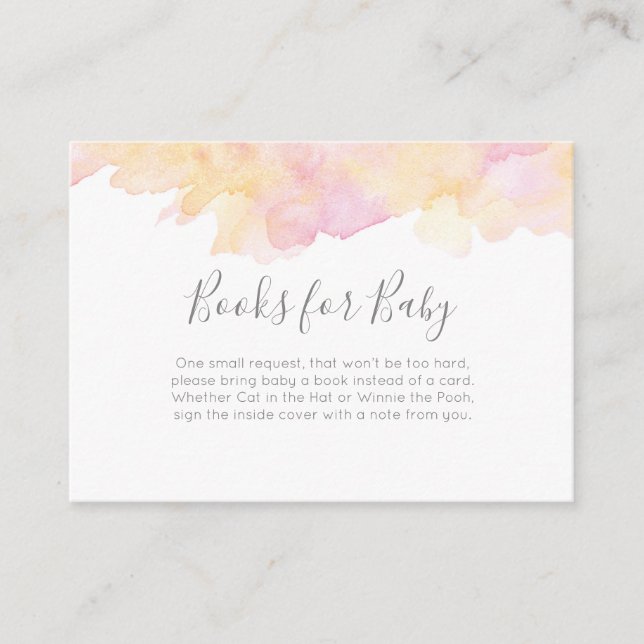 Tarjeta De Recepción Peach Books rosa para bebé Baby Shower Insertar ta (Anverso)