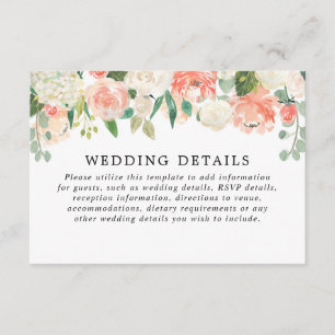 Tarjeta De Recepción Peach coral verde verano detalles de la boda prima