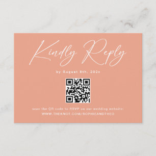 Tarjeta De Recepción Peach Coral Wedding RSVP