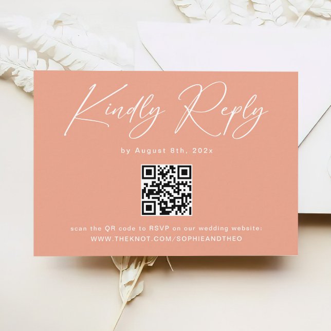 Tarjeta De Recepción Peach Coral Wedding RSVP (Subido por el creador)