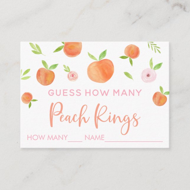 Tarjeta De Recepción Peach Floral adivina cuántos juegos (Anverso)