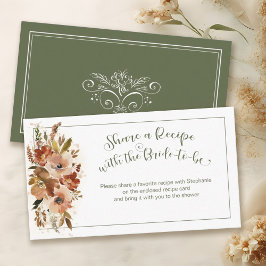 Tarjeta De Recepción Peach Floral Bridal Shower Sage Sage Request
