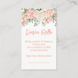 Tarjeta De Recepción Peach Floral Neutral Baby Shower Diaper Raffle