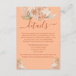 Tarjeta De Recepción Peach Fuzz and Rust Watercolor Wedding RSVP