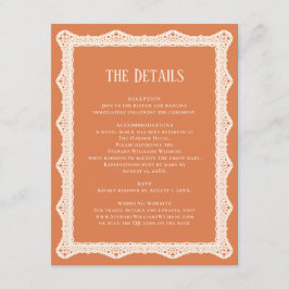 Tarjeta De Recepción Peach Lace Details Reception Information Wedding 