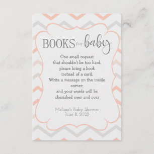 Tarjeta De Recepción Peach Pastel y Zig Zag Gris Books para el bebé
