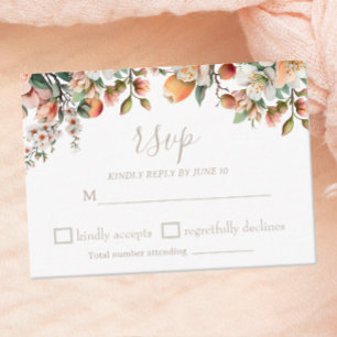 Tarjeta De Recepción Peach Peach Sage Green Floral RSVP